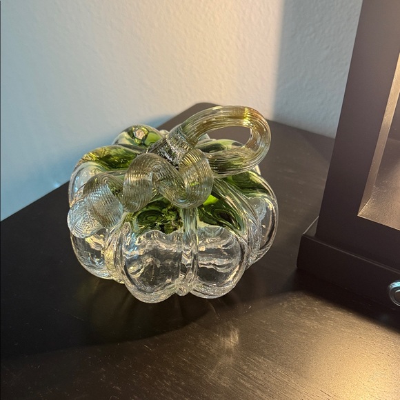 Elegant Green Glass Pumpkin Decor - Picture 4 of 5